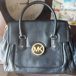 Michael Kors Black Leather Purse, 10x16 1/2x6
